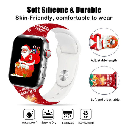 Christmas Pattern Reverse Buckle Silicone Watch Band