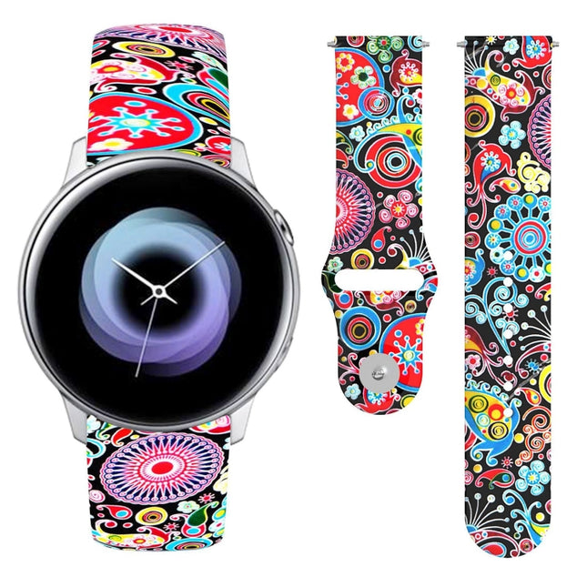 20mm Reverse Buckle Printed Silicone Strap, For Samsung Galaxy Active2 - DealBuddy