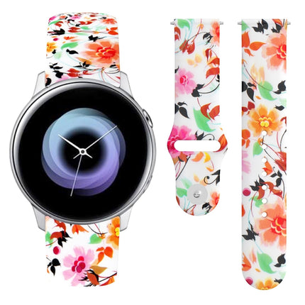 20mm Reverse Buckle Printed Silicone Strap, For Samsung Galaxy Active2 - DealBuddy
