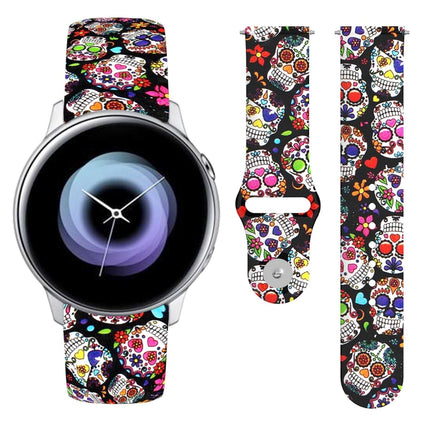 20mm Reverse Buckle Printed Silicone Strap, For Samsung Galaxy Active2 - DealBuddy