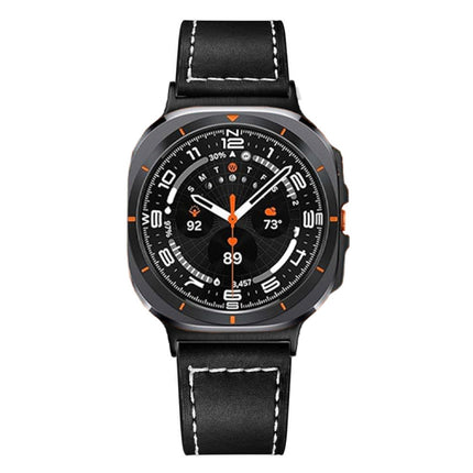 Black Buckle Genuine Leather Watch Band, For Samsung Galaxy Watch Ultra 47mm / Ultra 2025 - DealBuddy