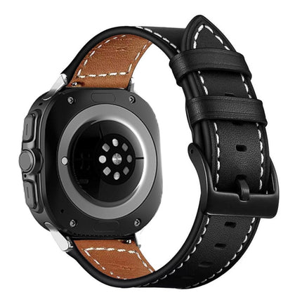 Black Buckle Genuine Leather Watch Band, For Samsung Galaxy Watch Ultra 47mm / Ultra 2025 - DealBuddy
