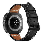 Black Buckle Genuine Leather Watch Band, For Samsung Galaxy Watch Ultra 47mm / Ultra 2025 - DealBuddy