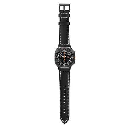 Black Buckle Genuine Leather Watch Band, For Samsung Galaxy Watch Ultra 47mm / Ultra 2025 - DealBuddy