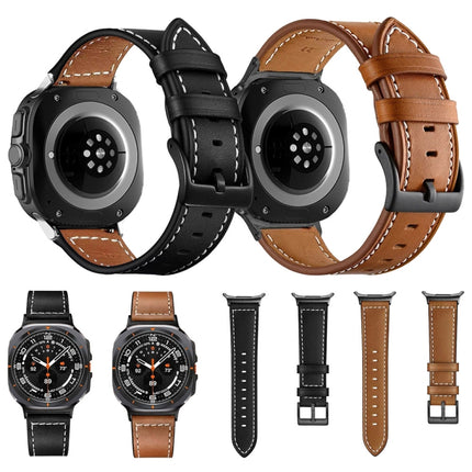 Black Buckle Genuine Leather Watch Band, For Samsung Galaxy Watch Ultra 47mm / Ultra 2025 - DealBuddy