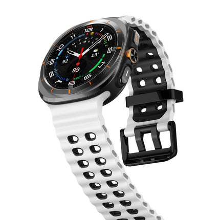 Ocean Two Color Dual-Row Hole Silicone Watch Band, For Samsung Galaxy Watch Ultra 47mm / Ultra 2025 - DealBuddy