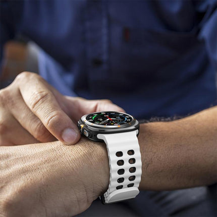 Ocean Two Color Dual-Row Hole Silicone Watch Band, For Samsung Galaxy Watch Ultra 47mm / Ultra 2025 - DealBuddy