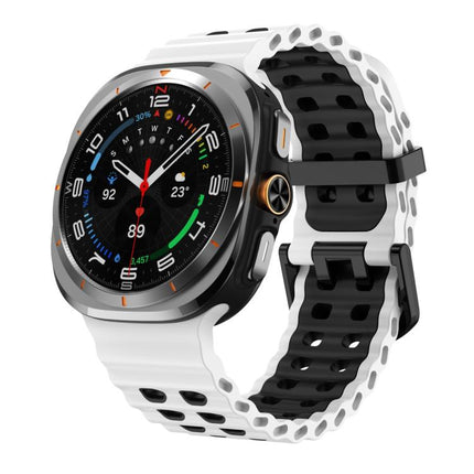 Ocean Two Color Dual-Row Hole Silicone Watch Band, For Samsung Galaxy Watch Ultra 47mm / Ultra 2025 - DealBuddy