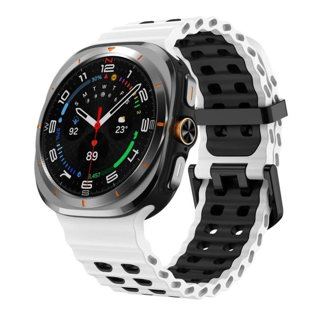 Ocean Two Color Dual-Row Hole Silicone Watch Band, For Samsung Galaxy Watch Ultra 47mm / Ultra 2025 - DealBuddy