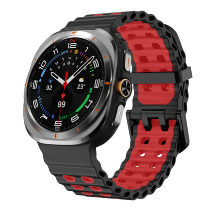 Ocean Two Color Dual-Row Hole Silicone Watch Band, For Samsung Galaxy Watch Ultra 47mm / Ultra 2025 - DealBuddy