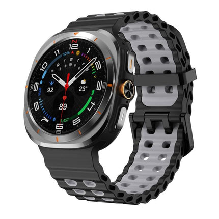 Ocean Two Color Dual-Row Hole Silicone Watch Band, For Samsung Galaxy Watch Ultra 47mm / Ultra 2025 - DealBuddy