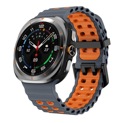 Ocean Two Color Dual-Row Hole Silicone Watch Band, For Samsung Galaxy Watch Ultra 47mm / Ultra 2025 - DealBuddy