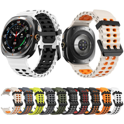 Ocean Two Color Dual-Row Hole Silicone Watch Band, For Samsung Galaxy Watch Ultra 47mm / Ultra 2025 - DealBuddy