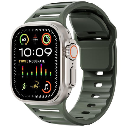 Single Nail Dual-Color Multi-hole Silicone Watch Band, For Apple Watch 46mm / 49mm / 45mm / 44mm - DealBuddy