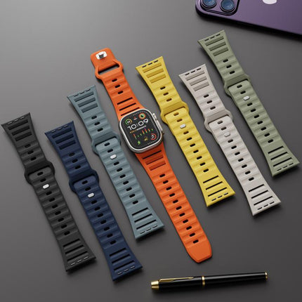 Single Nail Dual-Color Multi-hole Silicone Watch Band, For Apple Watch 46mm / 49mm / 45mm / 44mm - DealBuddy