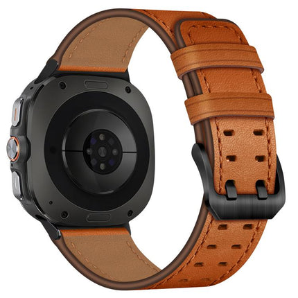 Double Buckle Genuine Leather Watch Band, For Samsung Galaxy Watch Ultra / Ultra 2025, For Samsung Galaxy Watch8 / Watch8 Classic - DealBuddy
