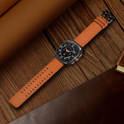 Double Buckle Genuine Leather Watch Band, For Samsung Galaxy Watch Ultra / Ultra 2025, For Samsung Galaxy Watch8 / Watch8 Classic - DealBuddy