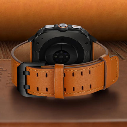 Double Buckle Genuine Leather Watch Band, For Samsung Galaxy Watch Ultra / Ultra 2025, For Samsung Galaxy Watch8 / Watch8 Classic - DealBuddy