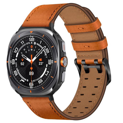 Double Buckle Genuine Leather Watch Band, For Samsung Galaxy Watch Ultra / Ultra 2025, For Samsung Galaxy Watch8 / Watch8 Classic - DealBuddy