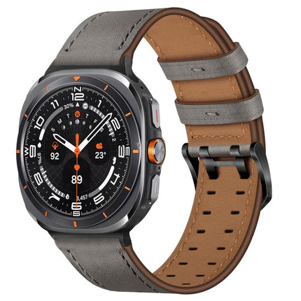 Double Buckle Genuine Leather Watch Band, For Samsung Galaxy Watch Ultra / Ultra 2025, For Samsung Galaxy Watch8 / Watch8 Classic - DealBuddy