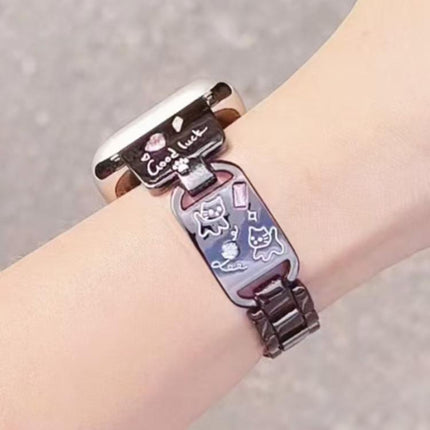 Colored Diamond Cat Stainless Steel Watch Band