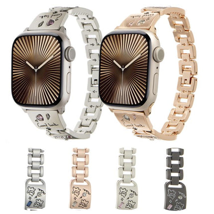 Colored Diamond Cat Stainless Steel Watch Band, For Apple Watch 46mm / 49mm / 45mm / 44mm, For Apple Watch 42mm / 41mm / 40mm / 38mm - DealBuddy