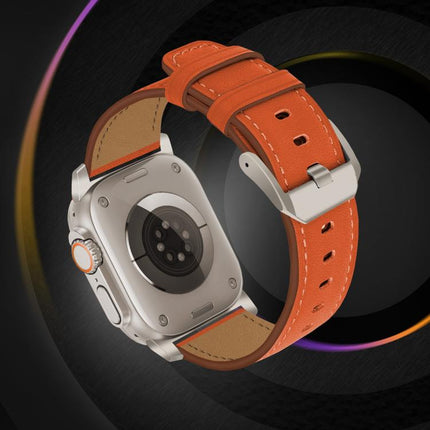 Titanium Buckle Nappa Genuine Leather Watch Band, For Apple Watch 46mm / 49mm / 45mm / 44mm - DealBuddy