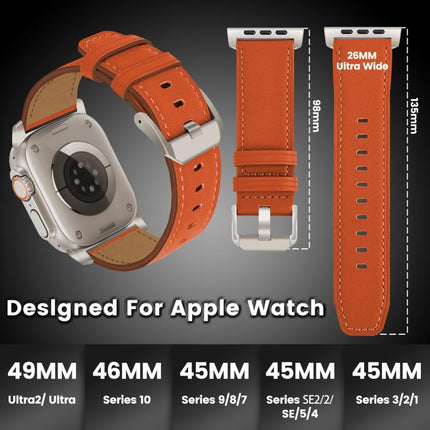 Titanium Buckle Nappa Genuine Leather Watch Band, For Apple Watch 46mm / 49mm / 45mm / 44mm - DealBuddy