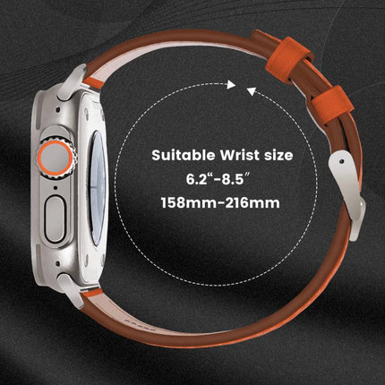 Titanium Buckle Nappa Genuine Leather Watch Band, For Apple Watch 46mm / 49mm / 45mm / 44mm - DealBuddy