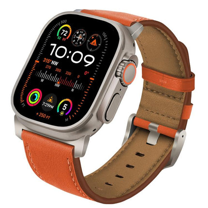 Titanium Buckle Nappa Genuine Leather Watch Band, For Apple Watch 46mm / 49mm / 45mm / 44mm - DealBuddy