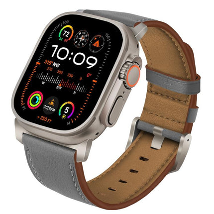 Titanium Buckle Nappa Genuine Leather Watch Band, For Apple Watch 46mm / 49mm / 45mm / 44mm - DealBuddy