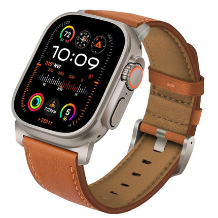 Titanium Buckle Nappa Genuine Leather Watch Band, For Apple Watch 46mm / 49mm / 45mm / 44mm - DealBuddy