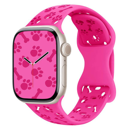 Dog Paw Bones Butterfly Buckle Silicone Watch Band, For Apple Watch 46mm / 49mm / 45mm / 44mm, For Apple Watch 42mm / 41mm / 40mm / 38mm - DealBuddy