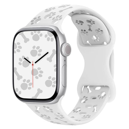 Dog Paw Bones Butterfly Buckle Silicone Watch Band, For Apple Watch 46mm / 49mm / 45mm / 44mm, For Apple Watch 42mm / 41mm / 40mm / 38mm - DealBuddy