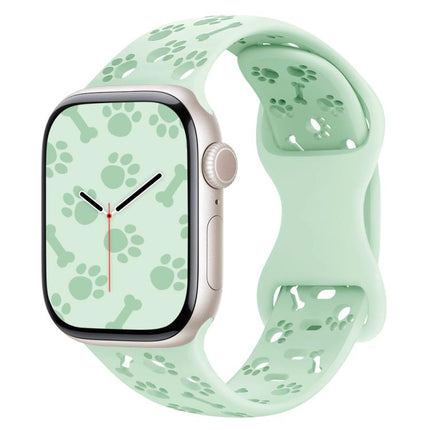Dog Paw Bones Butterfly Buckle Silicone Watch Band, For Apple Watch 46mm / 49mm / 45mm / 44mm, For Apple Watch 42mm / 41mm / 40mm / 38mm - DealBuddy