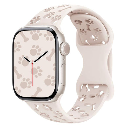 Dog Paw Bones Butterfly Buckle Silicone Watch Band, For Apple Watch 46mm / 49mm / 45mm / 44mm, For Apple Watch 42mm / 41mm / 40mm / 38mm - DealBuddy