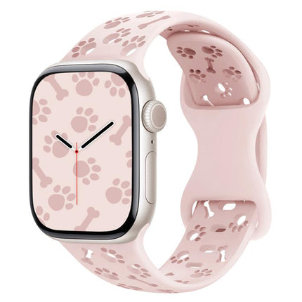 Dog Paw Bones Butterfly Buckle Silicone Watch Band, For Apple Watch 46mm / 49mm / 45mm / 44mm, For Apple Watch 42mm / 41mm / 40mm / 38mm - DealBuddy