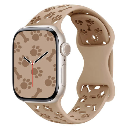 Dog Paw Bones Butterfly Buckle Silicone Watch Band, For Apple Watch 46mm / 49mm / 45mm / 44mm, For Apple Watch 42mm / 41mm / 40mm / 38mm - DealBuddy