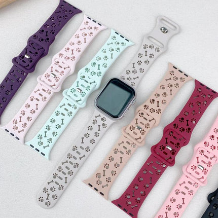 Dog Paw Bones Butterfly Buckle Silicone Watch Band