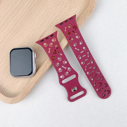 Dog Paw Bones Butterfly Buckle Silicone Watch Band