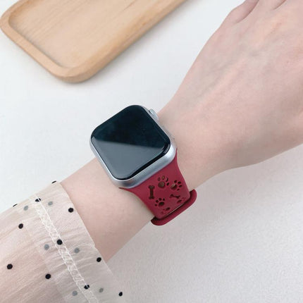 Dog Paw Bones Butterfly Buckle Silicone Watch Band