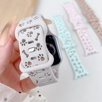 Dog Paw Bones Butterfly Buckle Silicone Watch Band