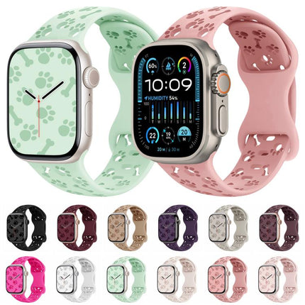 Dog Paw Bones Butterfly Buckle Silicone Watch Band