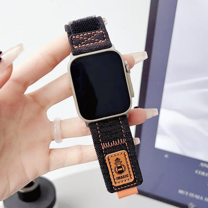 Denim Nylon Hook and Loop Fastener Canvas Watch Band - DealBuddy