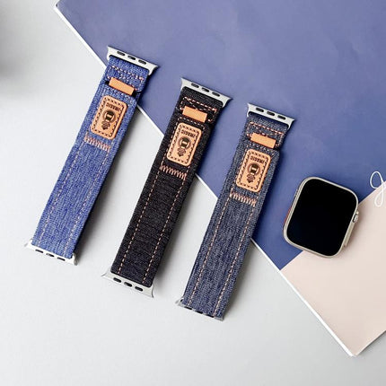 Denim Nylon Hook and Loop Fastener Canvas Watch Band - DealBuddy