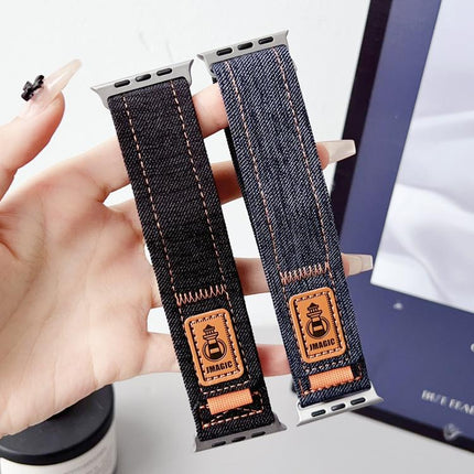 Denim Nylon Hook and Loop Fastener Canvas Watch Band - DealBuddy