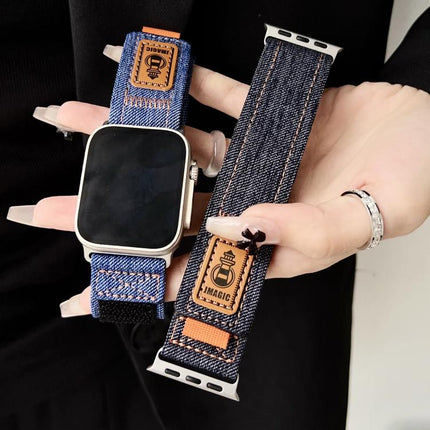 Denim Nylon Hook and Loop Fastener Canvas Watch Band