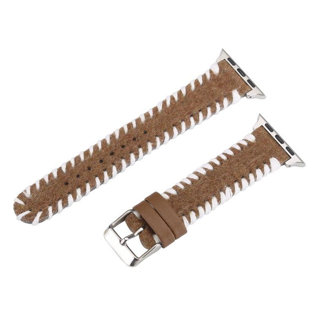 Retro Stitched Wool Genuine Leather Watch Band
