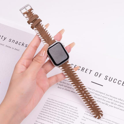 Retro Stitched Wool Genuine Leather Watch Band, For Apple Watch 46mm / 49mm / 45mm / 44mm, For Apple Watch 42mm / 41mm / 40mm / 38mm - DealBuddy