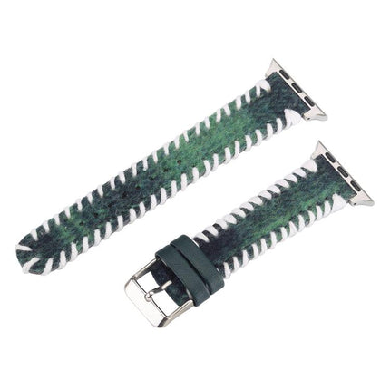 Retro Stitched Wool Genuine Leather Watch Band, For Apple Watch 46mm / 49mm / 45mm / 44mm, For Apple Watch 42mm / 41mm / 40mm / 38mm - DealBuddy